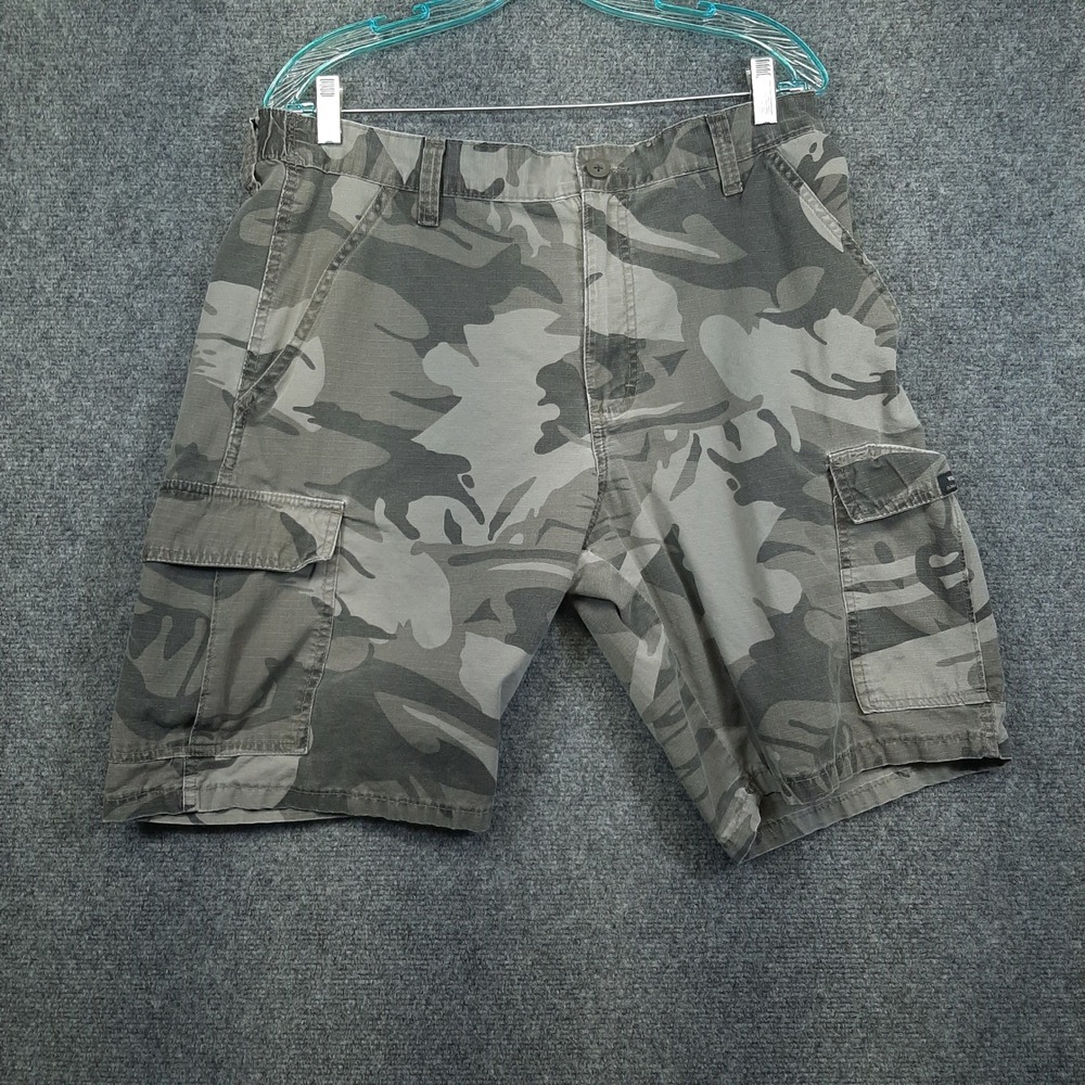 Wrangler Cargo Shorts 60FTW1V 33 Gray Camo Mens Ripstop Cotton Utility